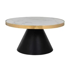 Ronde Salontafel Odin Ø80cm Marmer - Wit - Loft24.nl