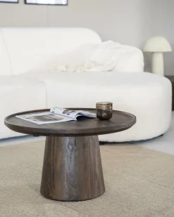 Ronde Salontafel Ron Mangohout 66 cm - Bruin - Loft24.nl