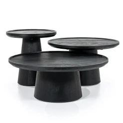 Ronde Salontafel Ron Mangohout 80cm - Zwart - Loft24.nl