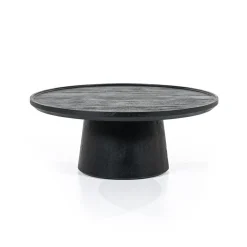Ronde Salontafel Ron Mangohout 80cm - Zwart - Loft24.nl