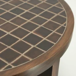 Ronde Salontafel TiledUp Keramiek en mangohout 70cm - Loft24.nl