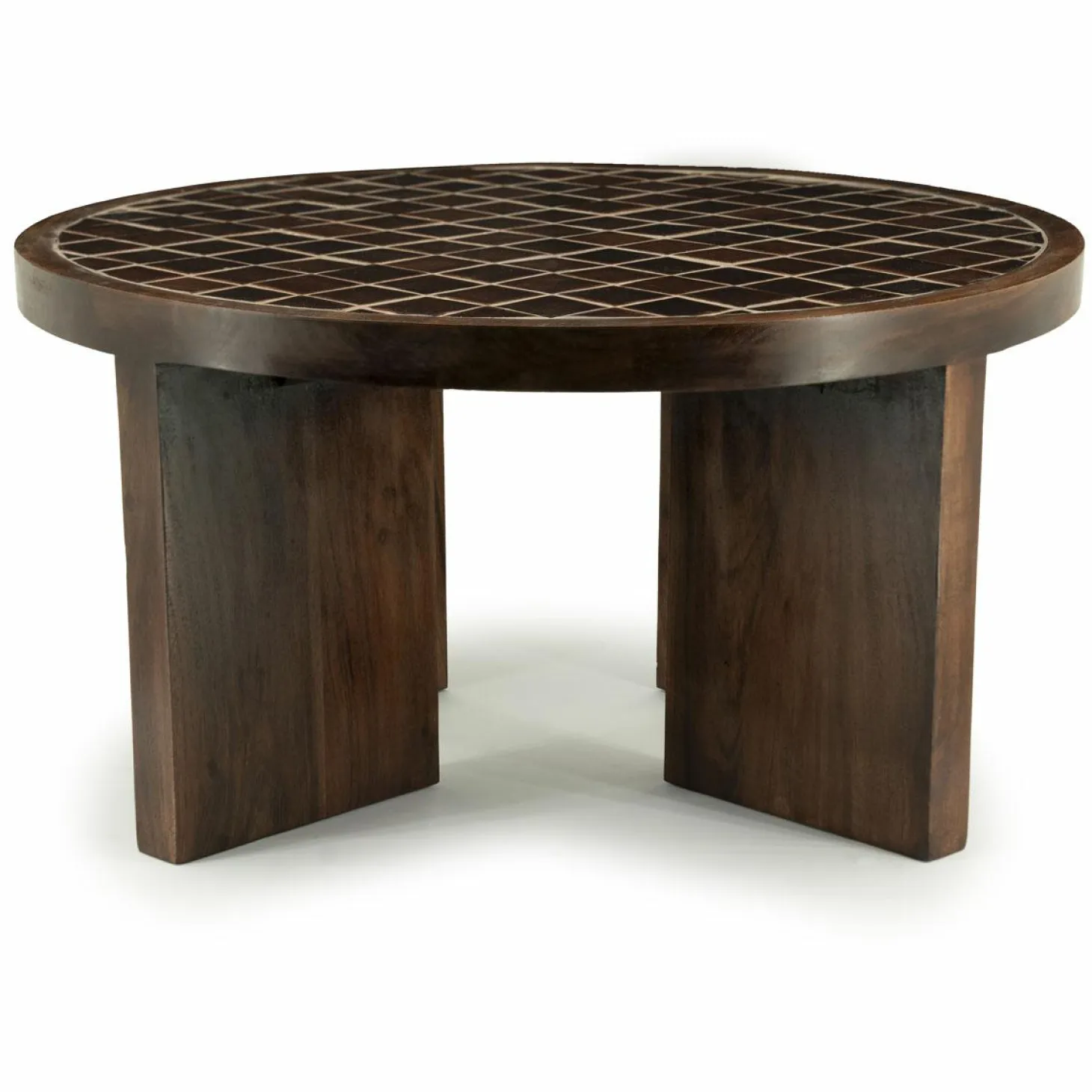 Ronde Salontafel TiledUp Keramiek en mangohout 70cm - Loft24.nl