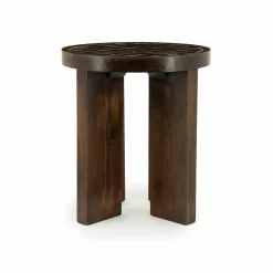 Ronde Salontafel TiledUp Keramiek en mangohout 70cm - Loft24.nl