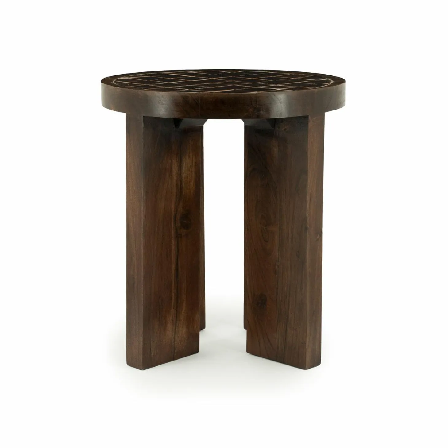 Ronde Salontafel TiledUp Keramiek en mangohout 70cm - Loft24.nl