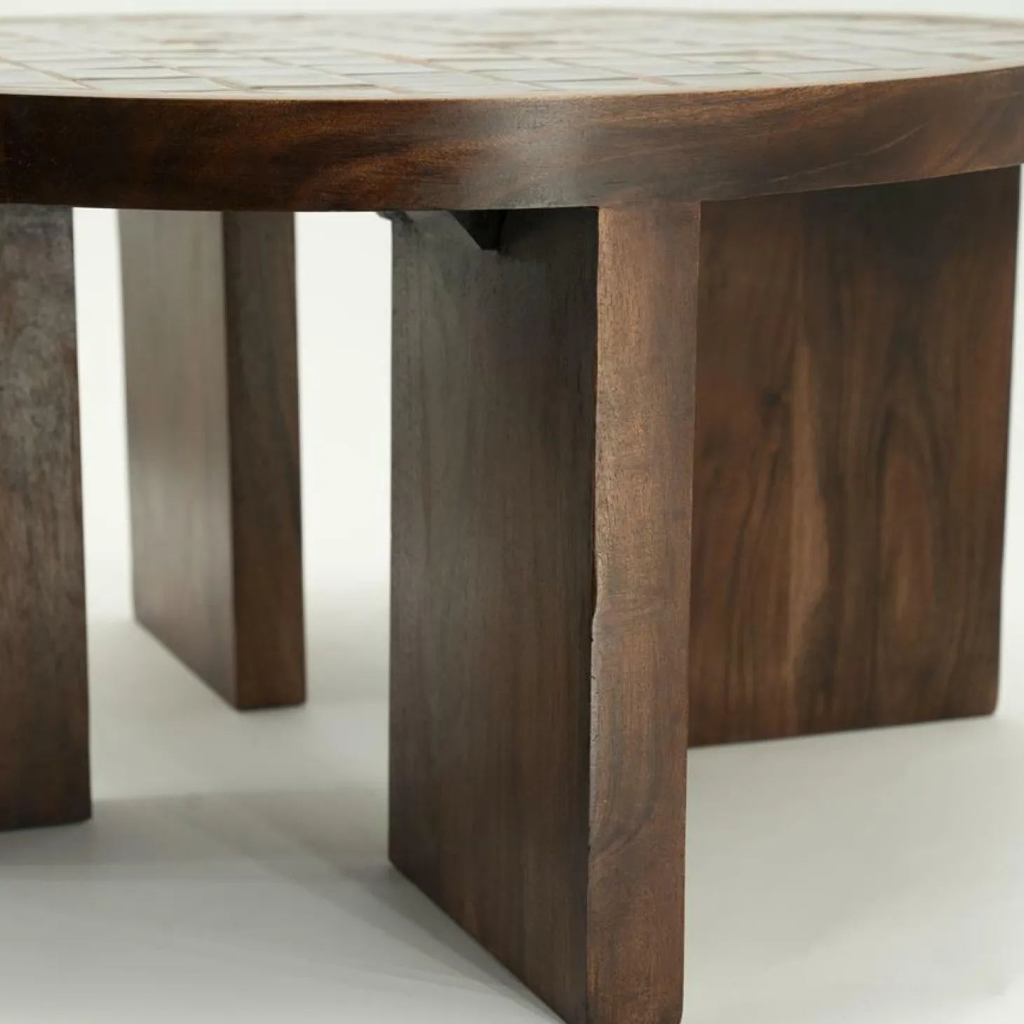 Ronde Salontafel TiledUp Keramiek en mangohout 70cm - Loft24.nl