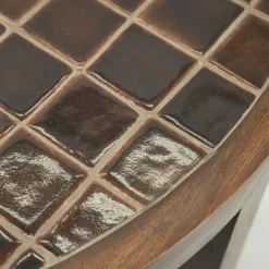 Ronde Salontafel TiledUp Keramiek en mangohout 70cm - Loft24.nl