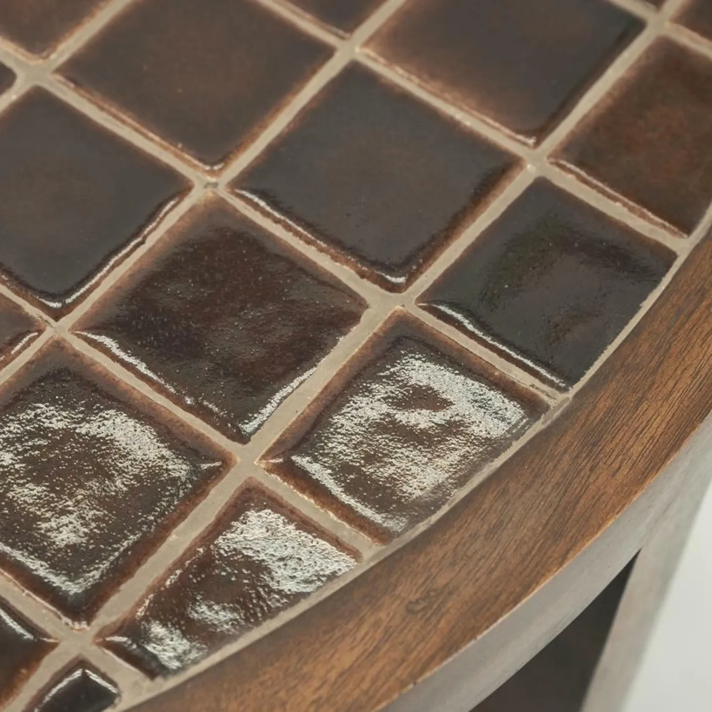 Ronde Salontafel TiledUp Keramiek en mangohout 70cm - Loft24.nl