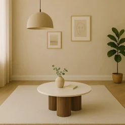 Ronde Salontafel Xavi Marmer en Mangohout - 90cm - Loft24.nl