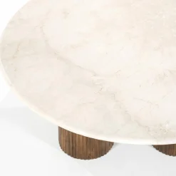 Ronde Salontafel Xavi Marmer en Mangohout - 90cm - Loft24.nl