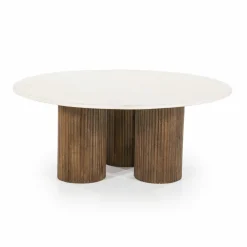 Ronde Salontafel Xavi Marmer en Mangohout - 90cm - Loft24.nl