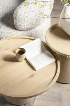 Ronde Salontafelset Leia Eikenhout Naturel - Loft24.nl