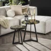 Salontafel B&G Teakhout Set van 2 stuks - Zwart/Goud - Loft24.nl