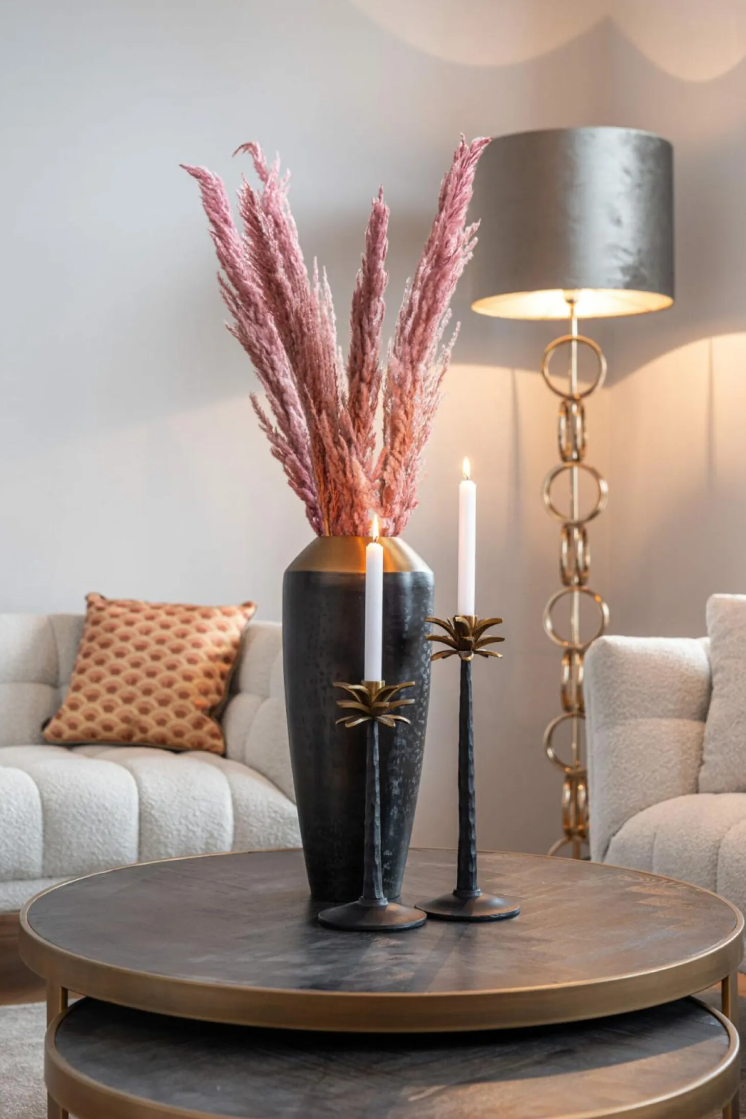 Salontafel Blackbone Eiken met metalen frame - set van 2 - Loft24.nl