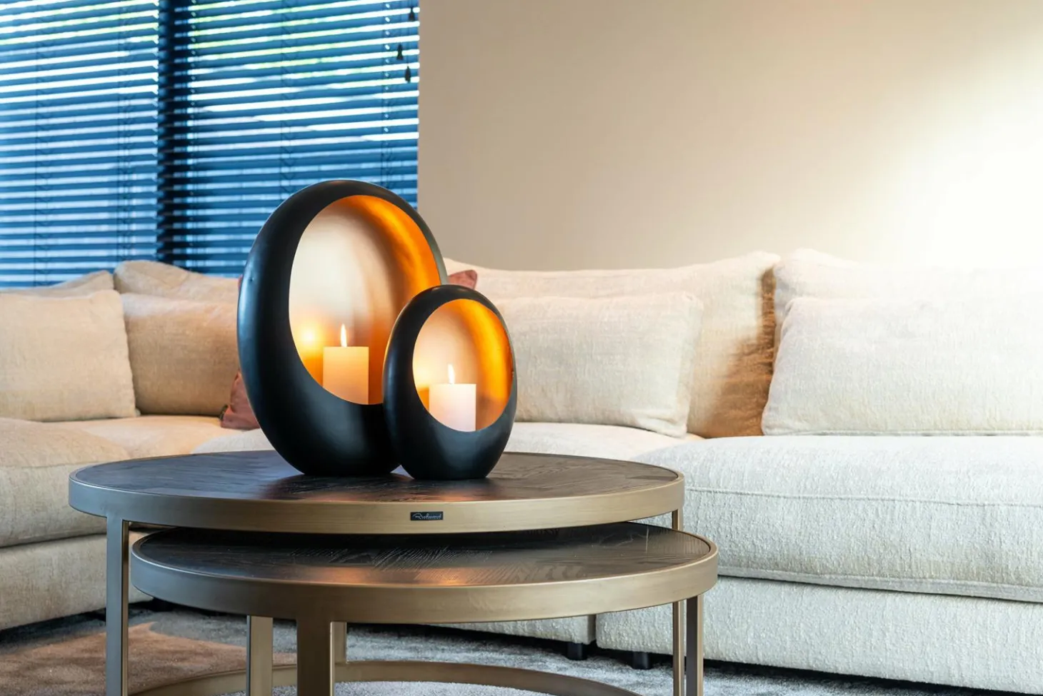 Salontafel Blackbone Eiken met metalen frame - set van 2 - Loft24.nl