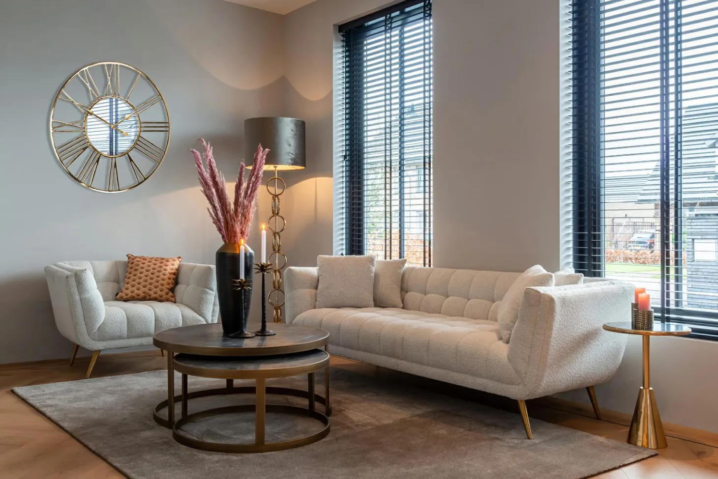 Salontafel Blackbone Eiken met metalen frame - set van 2 - Loft24.nl