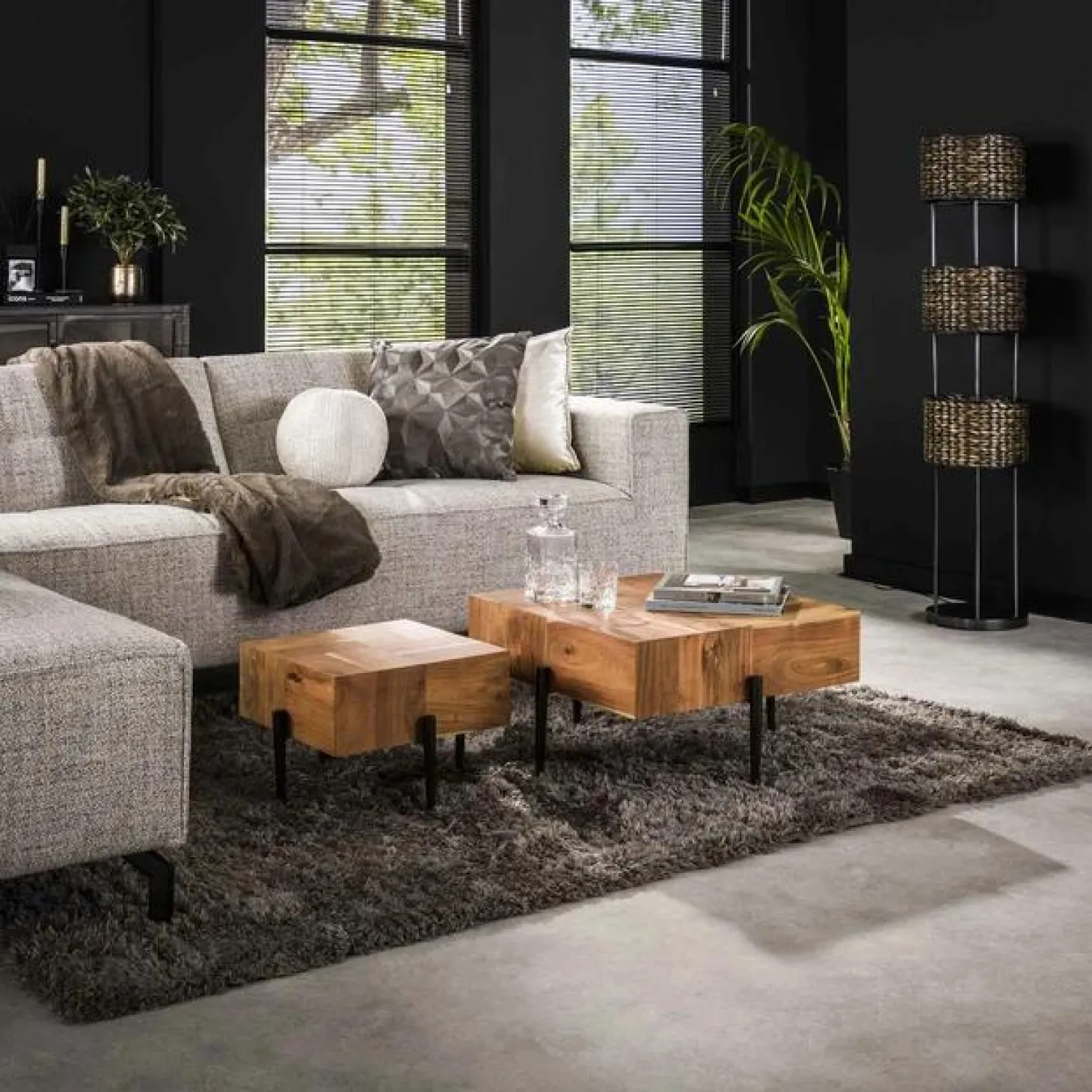 Salontafel Blocks Acaciahout Set van 2 stuks Showmodel - Loft24.nl