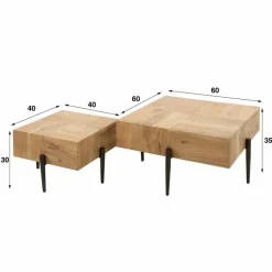 Salontafel Blocks Acaciahout Set van 2 stuks Showmodel - Loft24.nl