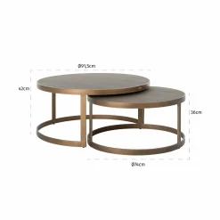 Salontafel Bloomingville Segrijn lederlook - Set van 2 stuks - Loft24.nl