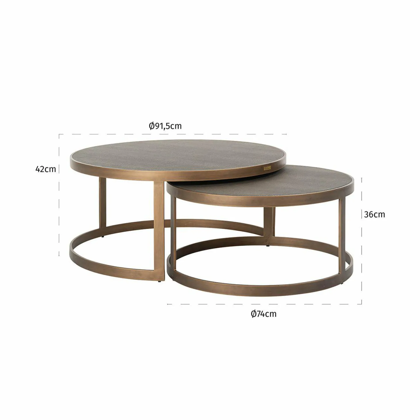 Salontafel Bloomingville Segrijn lederlook - Set van 2 stuks - Loft24.nl