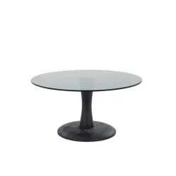 Salontafel Boogie Mangohout en glas 70 cm - Zwart - Loft24.nl