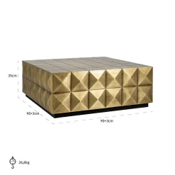 Salontafel Collada met glasplaat 90 cm - Goud - Loft24.nl