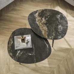 Salontafel Fossil Zwart Set van 2 stuks - Loft24.nl