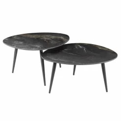 Salontafel Fossil Zwart Set van 2 stuks - Loft24.nl