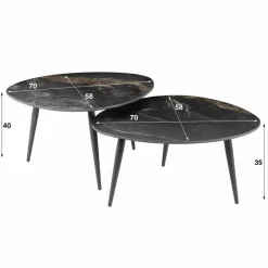 Salontafel Fossil Zwart Set van 2 stuks - Loft24.nl
