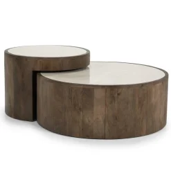 Salontafel Hazel Mangohout en Marmer Set van 2 stuks - Loft24.nl