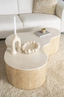 Salontafel Kira Large Mangohout en Marmer - Loft24.nl