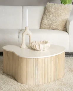 Salontafel Kira Medium Mangohout en Marmer - Loft24.nl