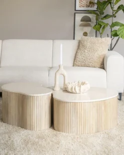 Salontafel Kira Small Mangohout en Marmer - Loft24.nl