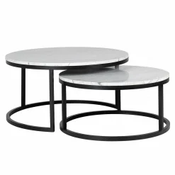 Salontafel Lexington Marmer Set van 2 stuks - Wit - Loft24.nl