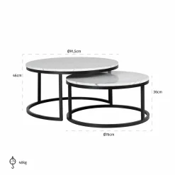 Salontafel Lexington Marmer Set van 2 stuks - Wit - Loft24.nl