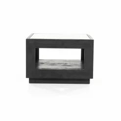 Salontafel Liam Mangohout en Glas - Zwart 60 x 60 cm (showmodel) - Loft24.nl