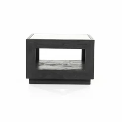 Salontafel Liam Mangohout en Glas - Zwart 60 x 60 cm (showmodel) - Loft24.nl