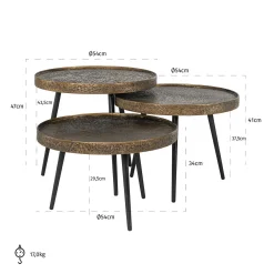 Salontafel Luton Set van 3 stuks - Goud - Loft24.nl