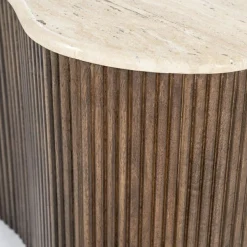 Salontafel Mari Mangohout en Travertin 70 x 47 cm - Loft24.nl