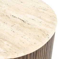 Salontafel Mari Mangohout en Travertin 70 x 47 cm - Loft24.nl