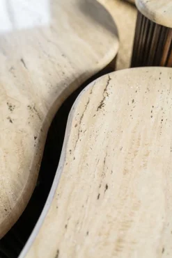 Salontafel Mari Mangohout en Travertin 70 x 47 cm - Loft24.nl