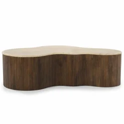 Salontafel Mari Mangohout en Travertin 129 x 84 cm - Loft24.nl