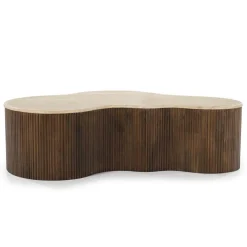 Salontafel Mari Mangohout en Travertin 129 x 84 cm - Loft24.nl