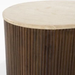 Salontafel Mari Mangohout en Travertin 129 x 84 cm - Loft24.nl