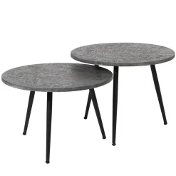 Salontafel met ronde buis Metallic set van 2 stuks Grijs - Loft24.nl