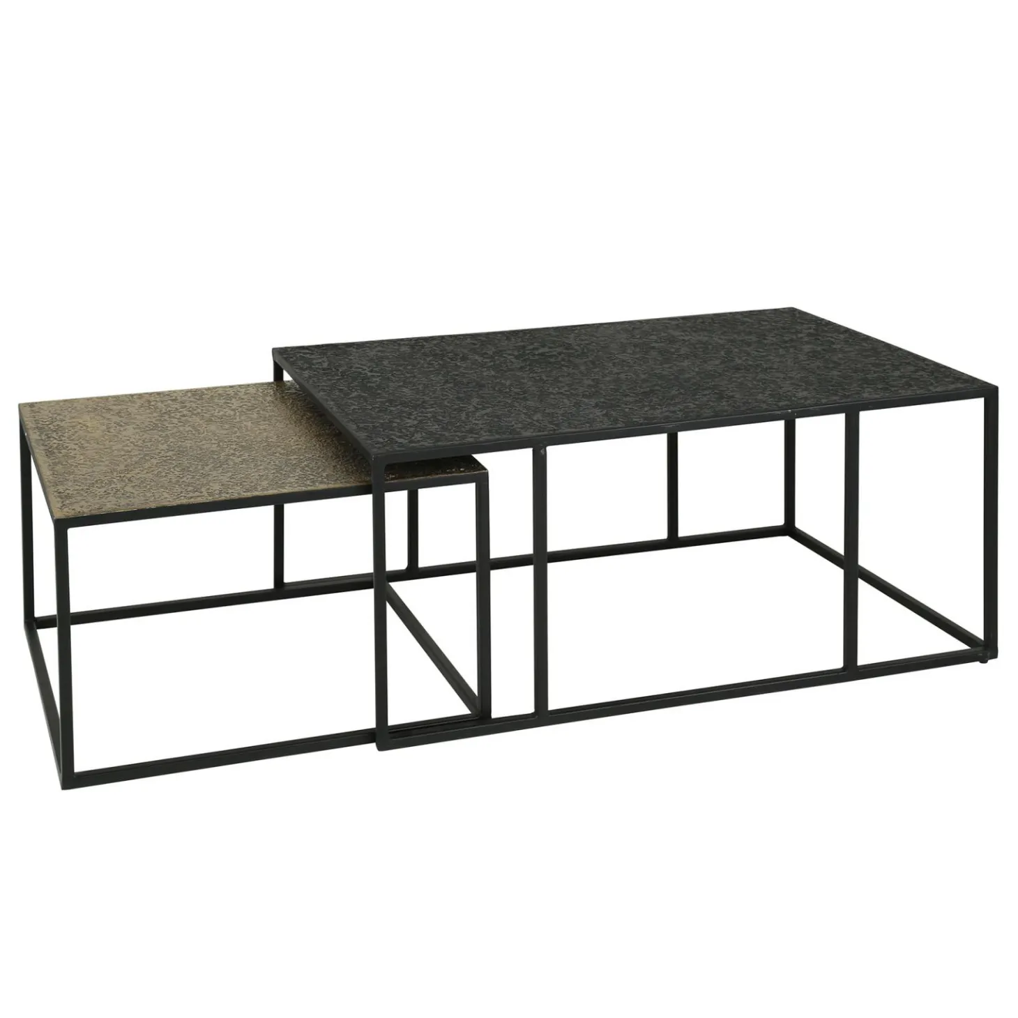 Salontafel Metallic set van 2 stuks Brons/Zwart - Loft24.nl