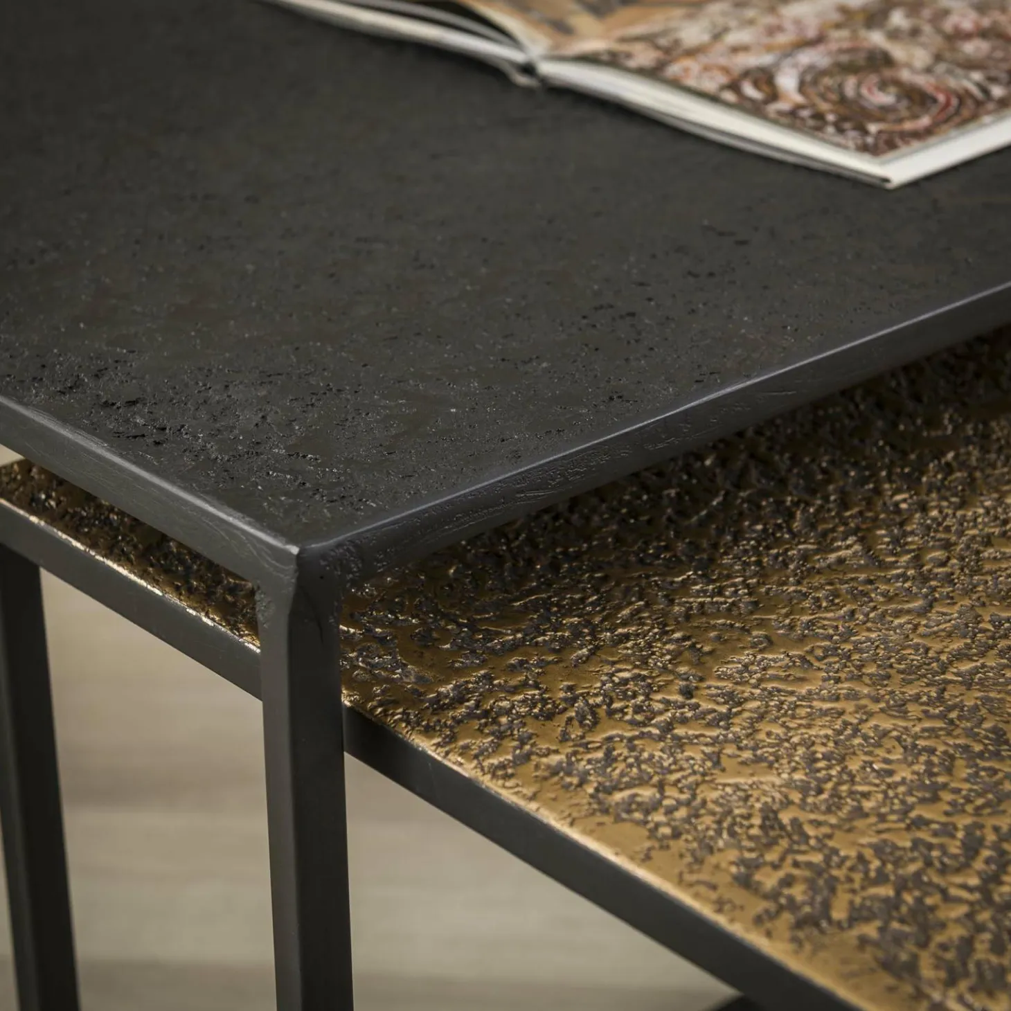 Salontafel Metallic set van 2 stuks Brons/Zwart - Loft24.nl