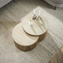Salontafel Nuovo Halfrond Travertin Set van 2 stuks - Loft24.nl