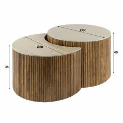 Salontafel Nuovo Halfrond Travertin Set van 2 stuks - Loft24.nl