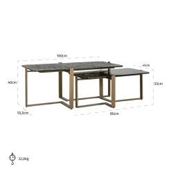 Salontafel Sterling Glas - Set van 2 stuks - Loft24.nl