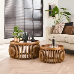 Salontafel Tweak Curve set van 2 stuks Mangohout - Loft24.nl